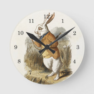 Horloge Ronde White Rabbit from Alice In Wonderland Vintage