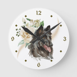 Horloge Ronde White Rose Bouquet Belgian Tervuren