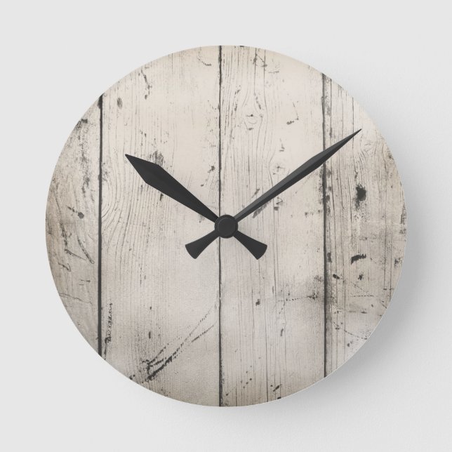HORLOGE RONDE WHITE-WASHED WOOD TEXTURED GRAIN GROUNDS (Recto)
