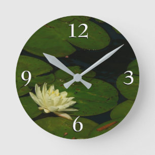 Horloge Ronde White Waterlily I Peaceful