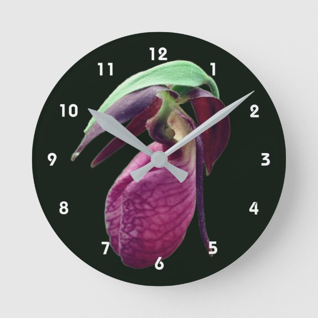 Horloge Ronde Wild Pink Lady Slipper Flower  (Recto)