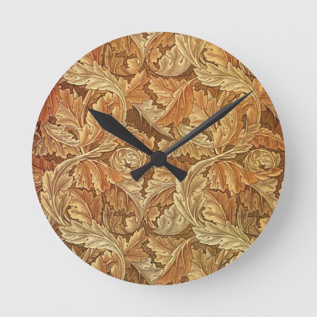 Horloge Ronde William Morris Acathus Brown Feuilles d’automne (Recto)