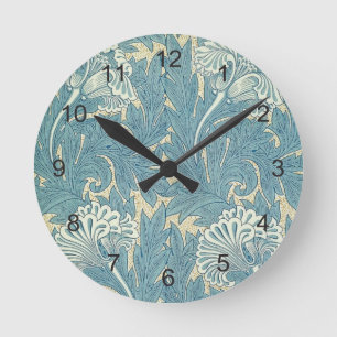 Horloge Ronde William Morris Blue Wallpaper