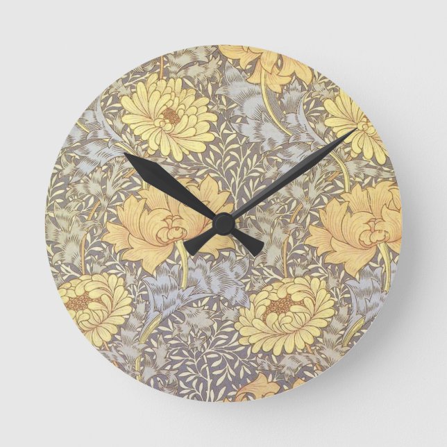 Horloge Ronde William Morris Chrysanthemum Fleurs maman (Recto)