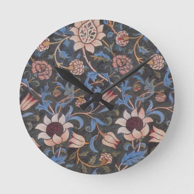 Horloge Ronde William Morris Evenlode Textile Floral Art (Recto)