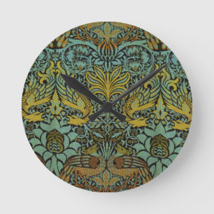 Horloge Ronde William Morris Peacock Dragon Fond d'écran