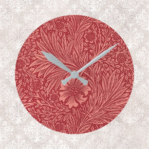 Horloge Ronde William Morris Red Marigold Motif