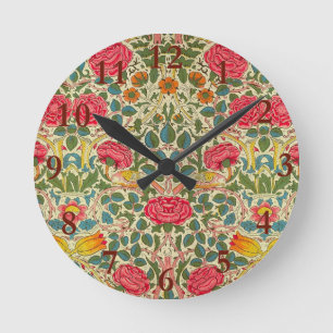 Horloge Ronde William Morris Rose Floral Chintz rose