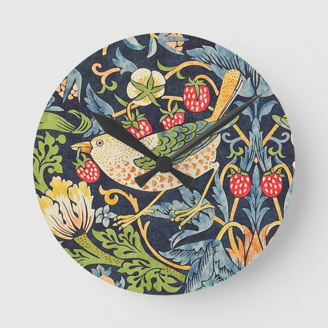 Horloge Ronde William Morris Strawberry Thief Floral Pattern (Recto)