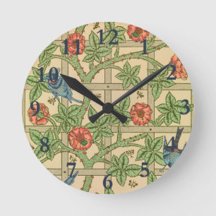 Horloge Ronde William Morris Trellis Design classique de papier