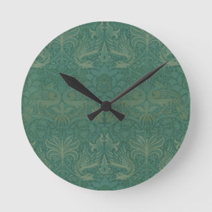 Horloge Ronde William Morris Vintage Peacock et Dragon