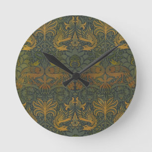 Horloge Ronde William Morris Vintage Peacock et Dragon
