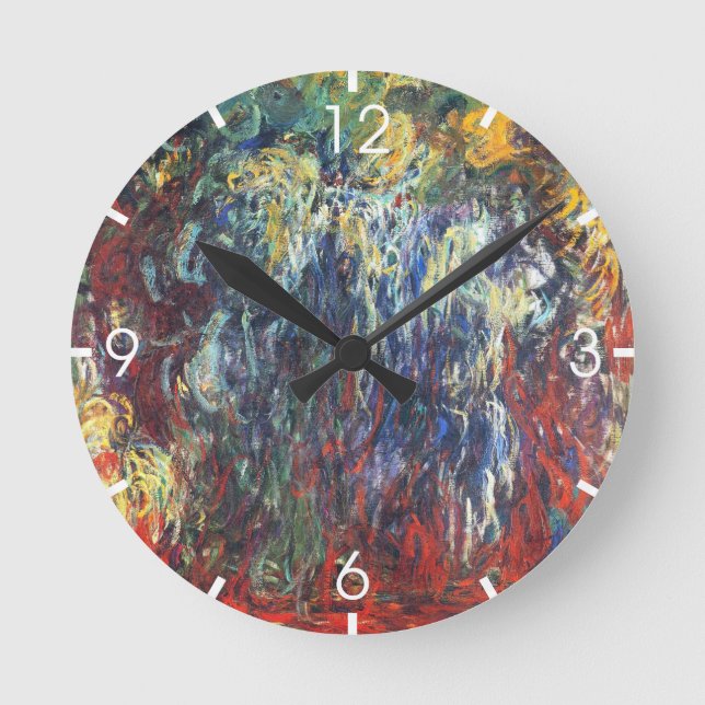 Horloge Ronde Willow pleuvoir à Giverny (par Claude Monet) (Recto)