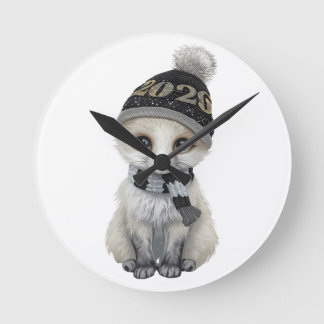 Horloge Ronde Winter Cutie 2026 Wall Clock – Cute Winter Animal 