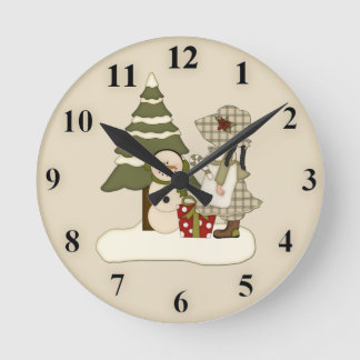 Horloge Ronde Winter Prairie Wall Clock