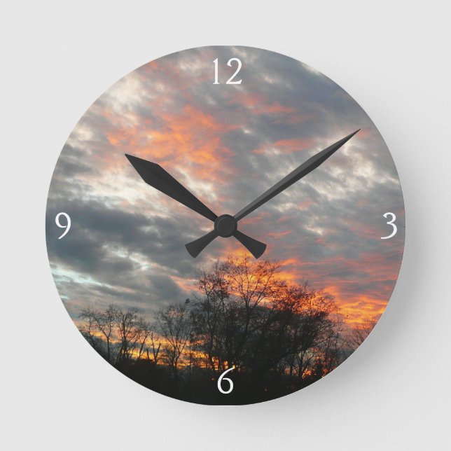 Horloge Ronde Winter Sunset Nature Paysage Photographie (Recto)