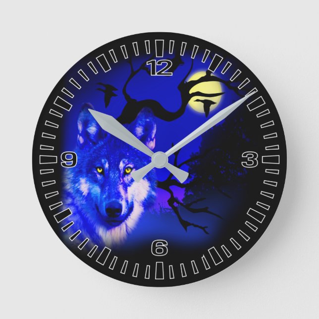 Horloge Ronde Wolf design square unique wall clock (Recto)