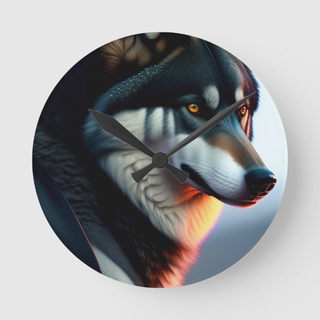 Horloge Ronde Wolf Face Picture Art (Recto)