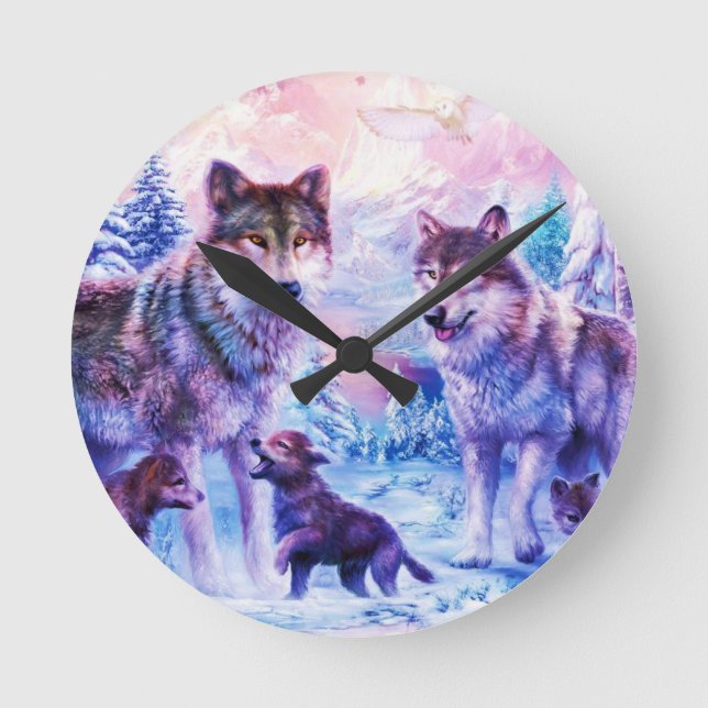 Horloge Ronde Wolf Family (Recto)