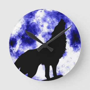 Horloge Ronde Wolf Howling à Moon