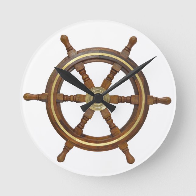 Horloge Ronde Wooden Ship Steering Wheel Round Clock (Recto)
