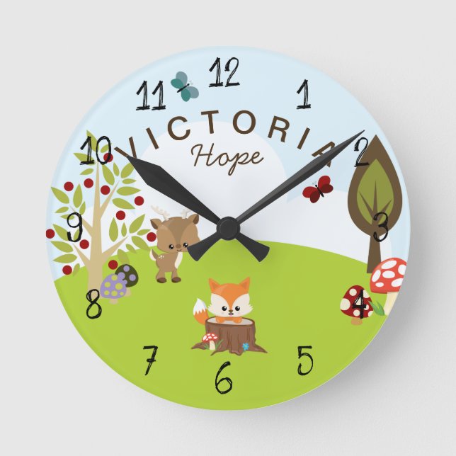 Horloge Ronde Woodland Animals (Recto)