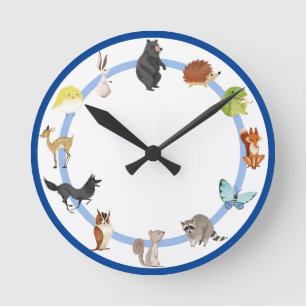 Horloge Ronde Woodland Animals Children