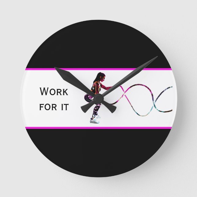Horloge Ronde Work For It - Battle Ropes Fitness Black and White (Recto)