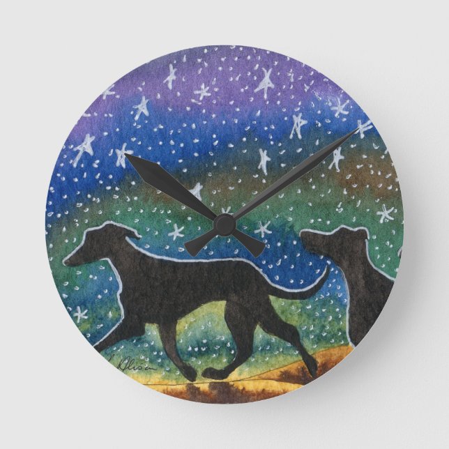 Horloge Ronde Wree greyhound dogs (Recto)