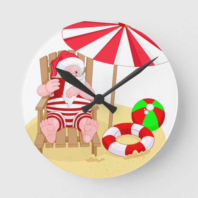 Horloge Ronde xmas beach santa claus (Recto)