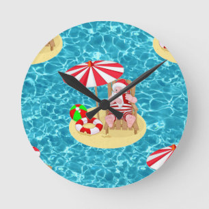 Horloge Ronde xmas beach santa claus