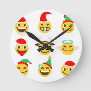 Horloge Ronde xmas émoji joyeux