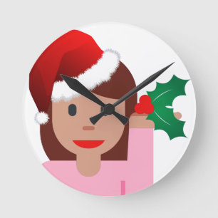Horloge Ronde xmas information fille émoji