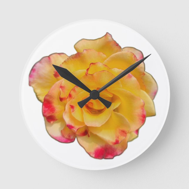 Horloge Ronde Yellow and Pink Rose Clock (Recto)