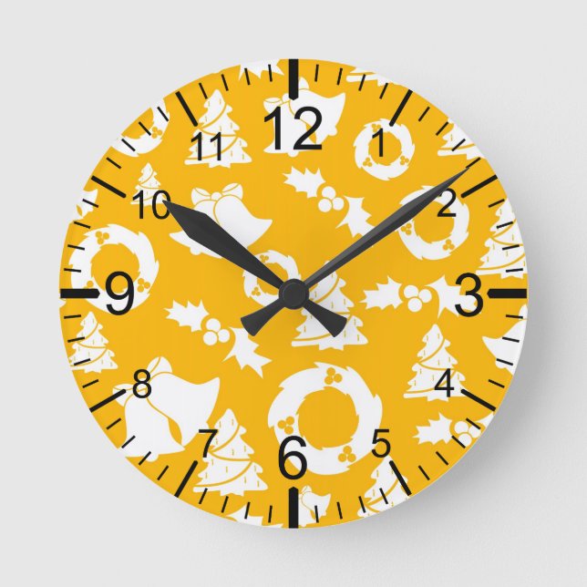 Horloge Ronde Yellow Christmas Pattern (Recto)