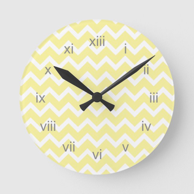 Horloge Ronde Yellow et White Chevron Clock roman (Recto)