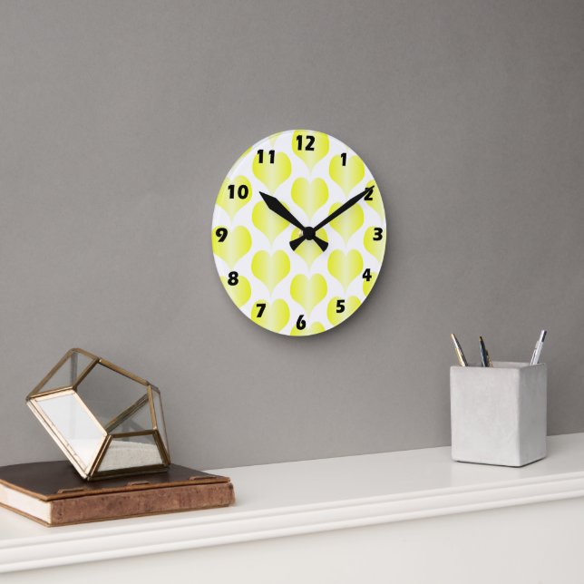 Horloge Ronde Yellow Hearts Design (Bureau)