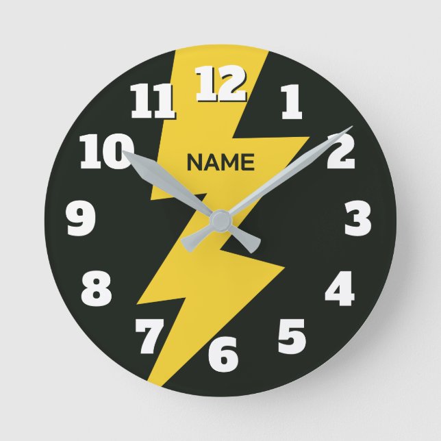 Horloge Ronde Yellow lighting bolt flash personalized (Recto)