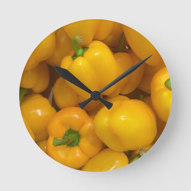 Horloge Ronde Yellow paprika pattern végétable (Recto)