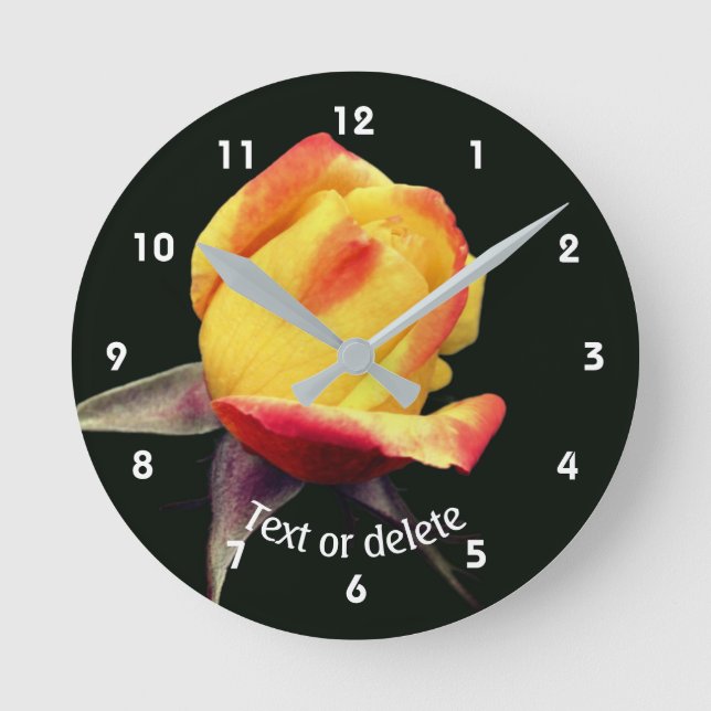Horloge Ronde Yellow Rosebud Personalized (Recto)