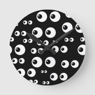 Horloge Ronde yeux blancs noirs
