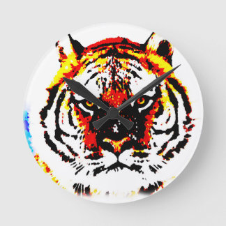 Horloge Ronde Yeux de tigres sauvages