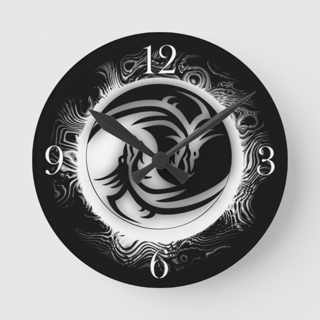 Horloge Ronde Yin and Yang Asian Dragons (Recto)