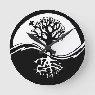 Horloge Ronde Yin et arbres de Yang