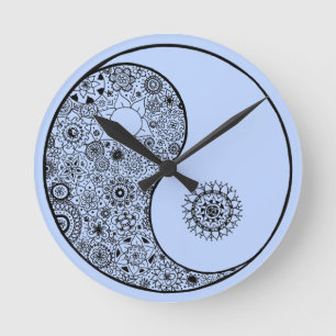 Horloge Ronde Yin floral Artsy illustré belle par main Yang