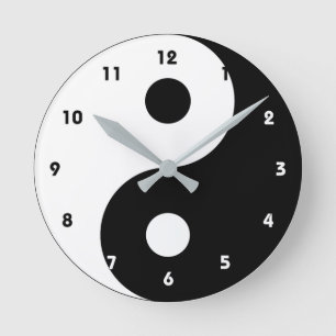 Horloge Ronde Yin Yang blanc et noir tendance