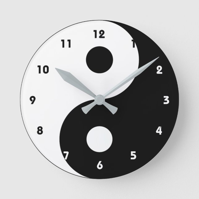 Horloge Ronde Yin Yang blanc et noir tendance (Recto)
