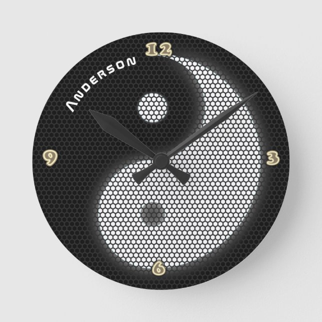 Horloge Ronde YIN YANG Neon Style Lumière Mur personnalisé (Recto)