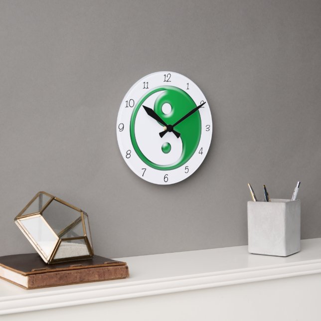 Horloge ronde Yin Yang Vert (Bureau)
