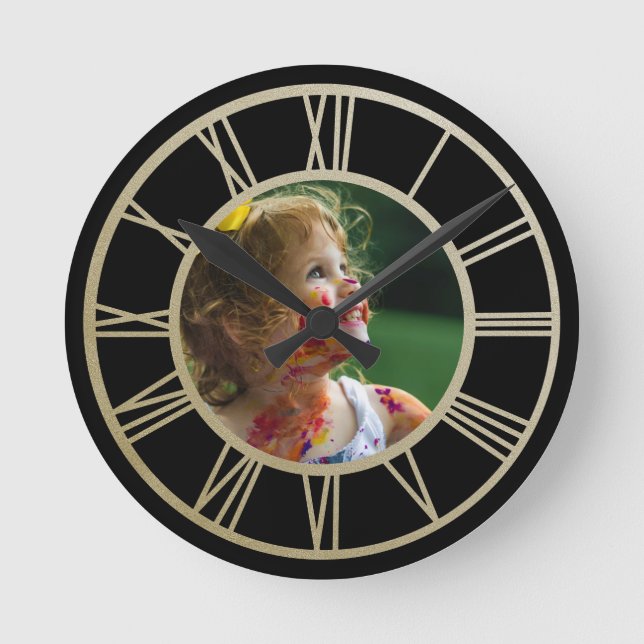 Horloge Ronde Your Photo Personalized With Roman Numerals (Recto)